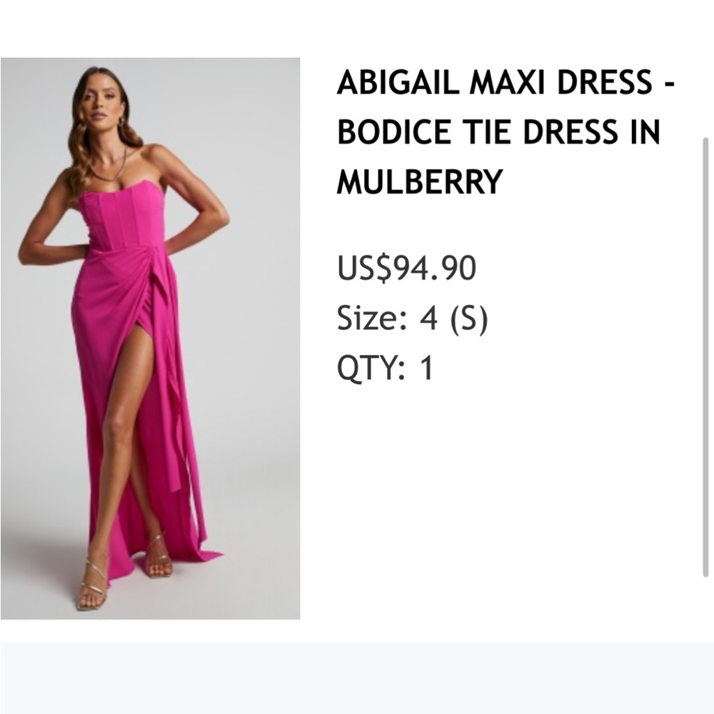 Showpo Abigail Maxi Dress – Bodice Tie Dress in Mulberry – Size 4 – NWT